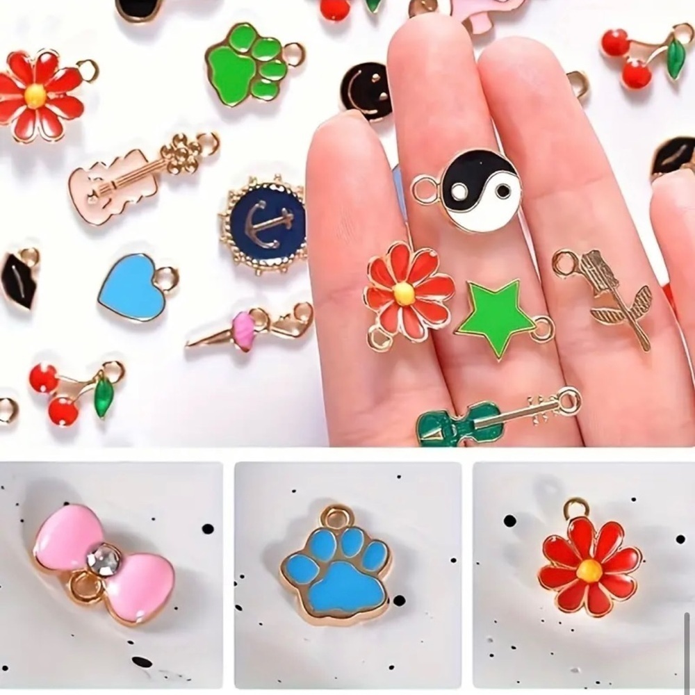 🔴 5 for $10 ONE Flower Charm Pendant for Jewelry Making - Picture 5 of 9